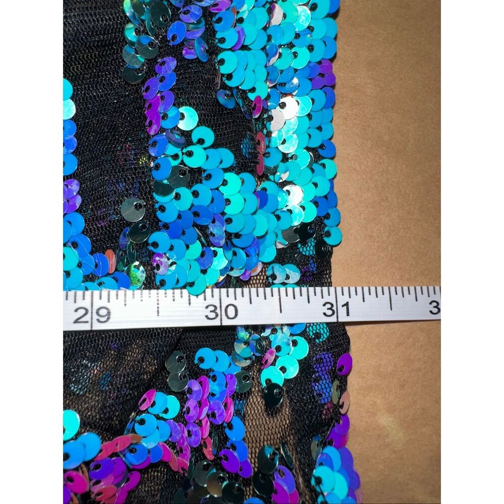Anthropologie Sz M Bhanui by Jyoti Sequin Mini Dress Iridescent Blue Black Party - Picture 9 of 11